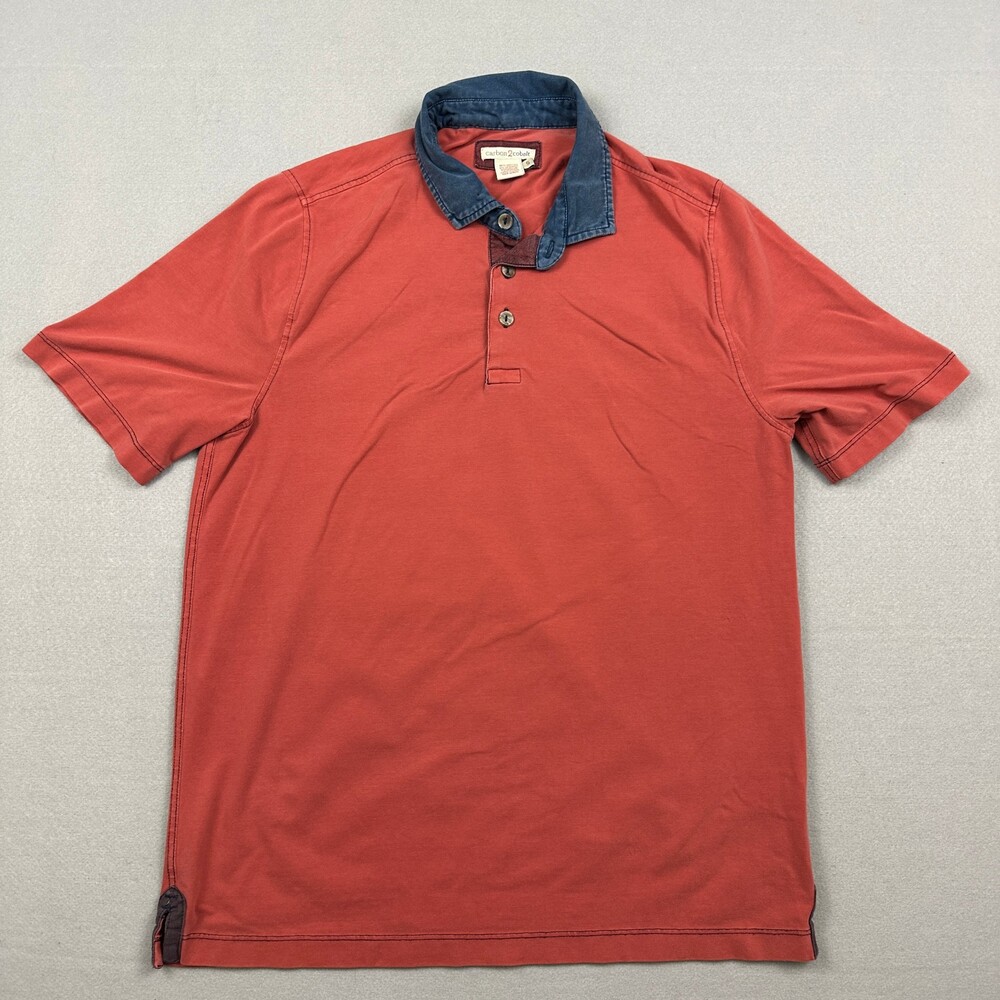 Carbon 2 Cobalt Shirt Men Small Orange Solid Short Sleeve Polo Stretch S